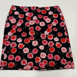 Talbots Black Mini Skirt with Pink and Red Floral Design